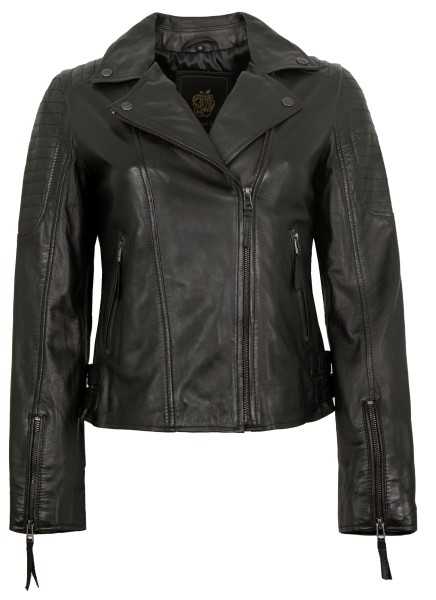 Apple of Eden - Damen Lederjacke Bikerjacke Lammnappa schwarz-13807