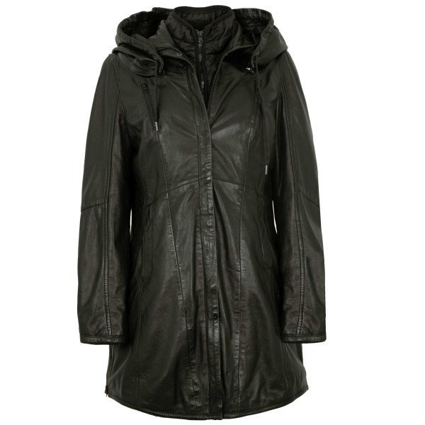 Jilani Collection - Damen Ledermantel Weste Lammnappa schwarz-14393