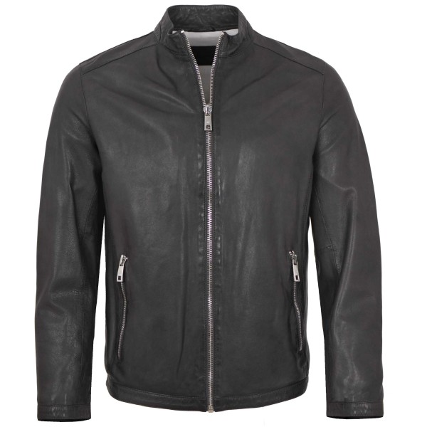 Milestone - Herren Lederjacke Lammnappa aschgrau-14421