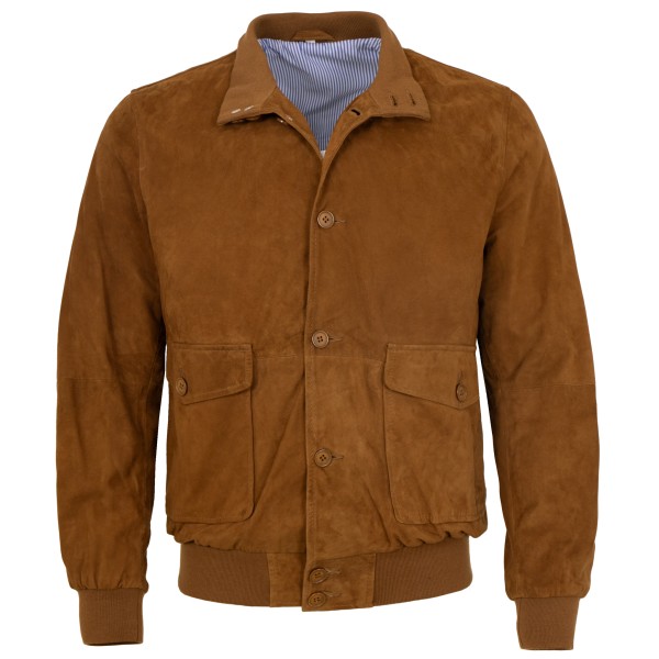 MADDOX - Herren Lederjacke Blouson Lammvelour cognac-14259