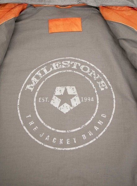 Milestone - Herren Lederjacke Lammnappa Kapuze orange-14027-6
