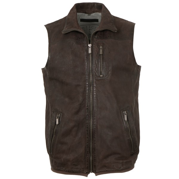 Deercraft - Herren Lederweste Lammnubuk dunkelbraun-14236