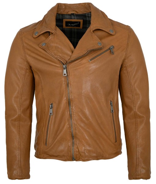 Mauritius - Herren Lederjacke Bikerjacke Lammnappa caramel-14057