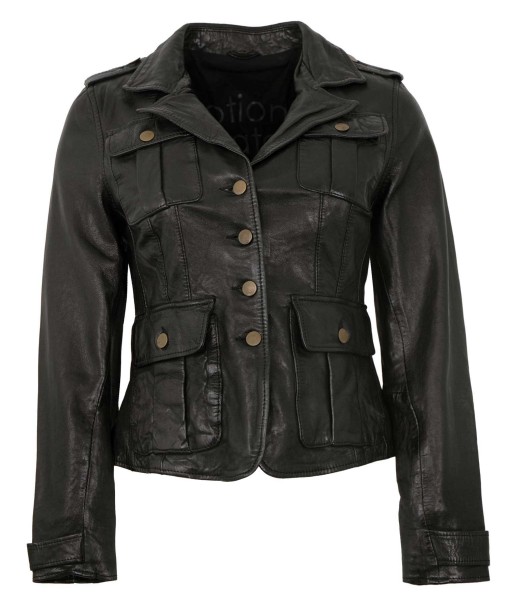Freaky Nation - Damen Lederjacke Lammnappa schwarz-14191
