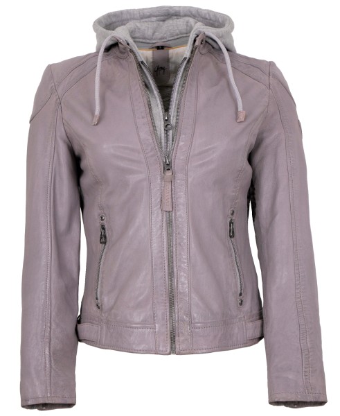 Gipsy - Damen Lederjacke Lammnappa Kapuze flieder-13817