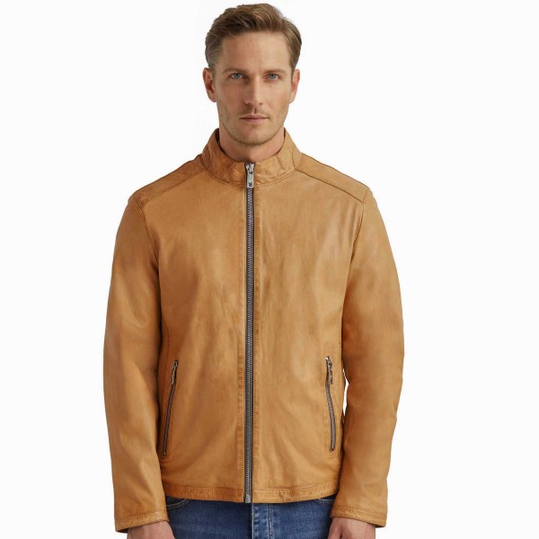Milestone - Herren Lederjacke Lammnappa mais gelb-14422
