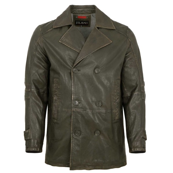 Jilani Collection - Herren Ledermantel Lammnappa olive-14370