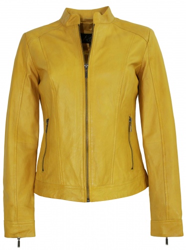 J Gillie Damen Lederjacke Lammnappa gelb